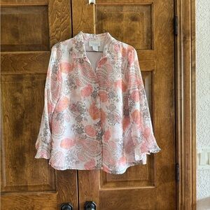 JORDAN Peach and Grey Lightweight Blouse - Women's Size Medium